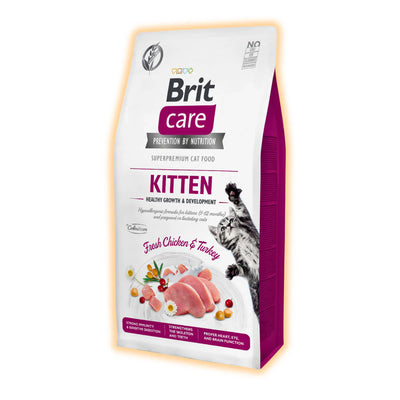 Сухий корм для кошенят Brit Care Grain Free Kitten Health Growth & Development 7 кг - курка та індичка - pawow.com.ua
