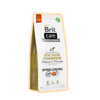 Сухий для собак Brit Care Hypoallergenic Dog Show Champion 12 кг - лосось та оселедець - pawow.com.ua