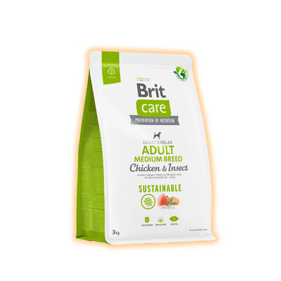 Cухий корм для собак Brit Care Digest and Relax Medium Breed Adult 3 кг - курка та комахи - pawow.com.ua