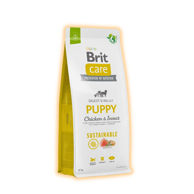 Сухий корм для цуценят Brit Care Sustainable Puppy 12 кг - курка та комахи - pawow.com.ua