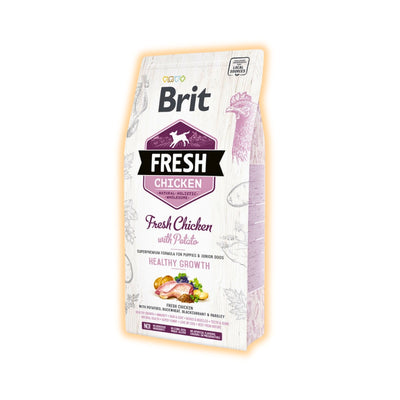 Cухий корм для цуценят Brit Fresh Chicken Healthy Growth 2,5 кг - курка - pawow.com.ua