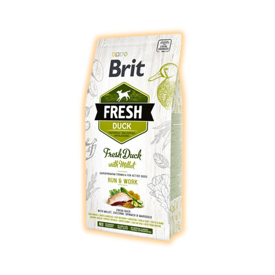 Cухий корм для собак Brit Fresh Active Run and Work 2.5 кг - качка - pawow.com.ua