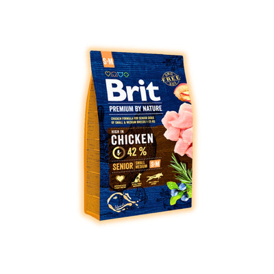 Сухий корм для собак Brit Premium Dog Senior S+M 3 кг - курка - pawow.com.ua