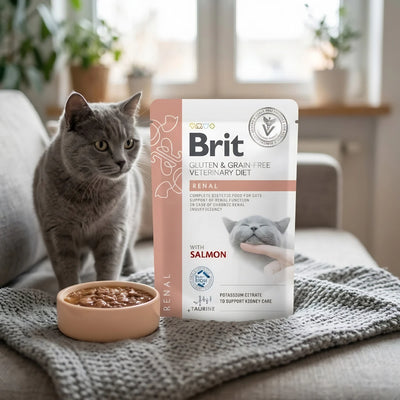 Вологий корм для котів Brit Veterinary Diet Renal - лосось, промофото - pawow.com.ua