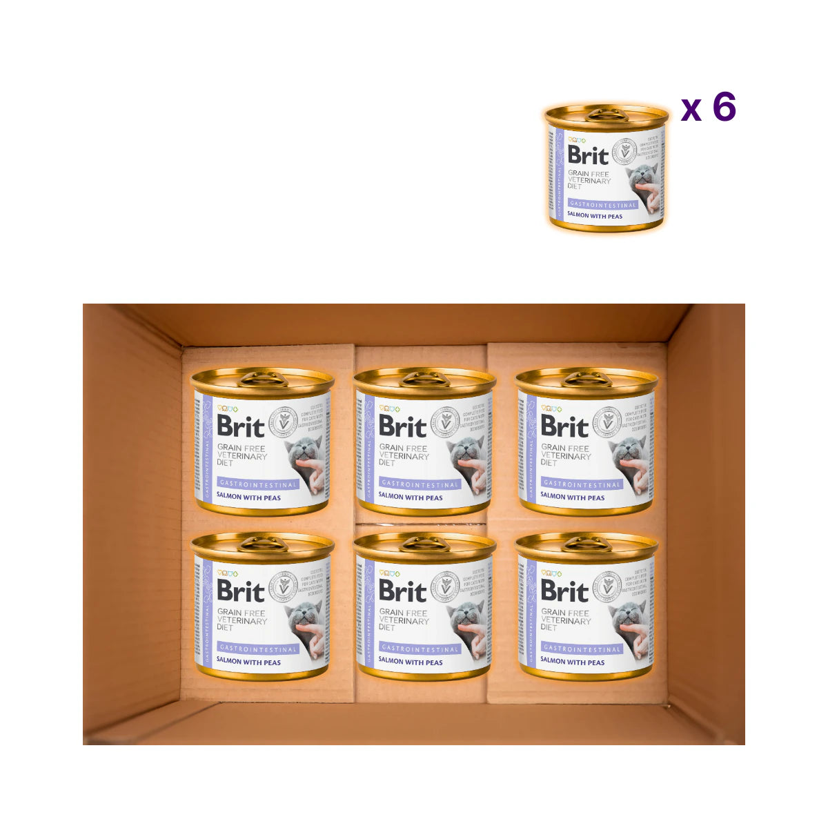 Вологий корм для котів Brit GF Veterinary Diet Gastrointestinal - лосось та горох, пак - pawow.com.ua