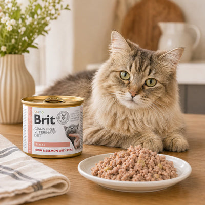 Вологий корм для котів Brit VetDiets Renal - тунець та лосось, промофото - pawow.com.ua