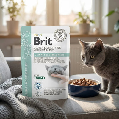 Вологий корм для котів Brit Veterinary Diet Urinary & Stress Relief - індичка, промофото - pawow.com.ua