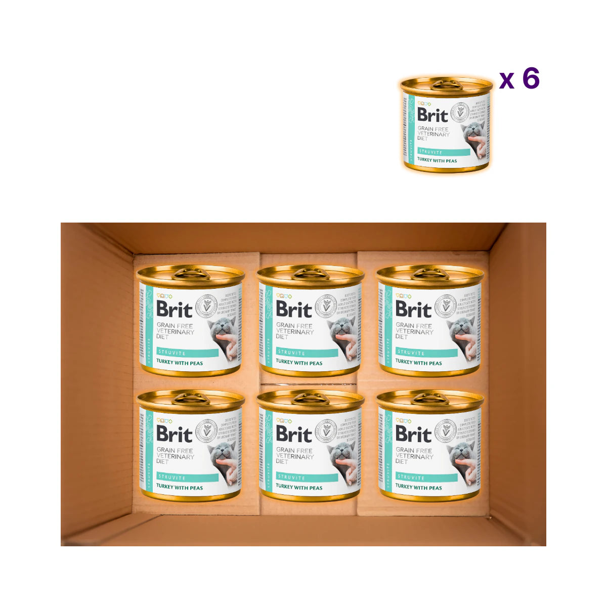 Вологий корм для котів Brit GF Veterinary Diet Struvite - індичка та горох, пак з 6 шт - pawow.com.ua