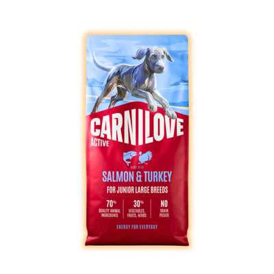Корм сухий Carnilove Active Salmon & Turkey Junior Large Breed для молодих собак великих порід лосось та індичка 12 кг - pawow.com.ua