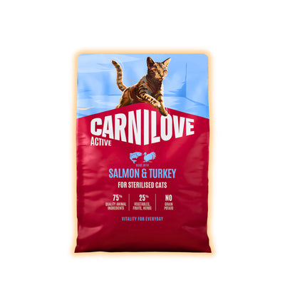 Корм сухий Carnilove Active Salmon & Turkey Sterilised для стерилізованих котів лосось та індичка 2 кг - pawow.com.ua