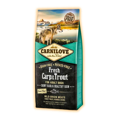 Cухий корм для собак Carnilove Fresh Shiny Hair & Healthy Skin All Breed Adult 12 кг - короп та форель - pawow.com.ua