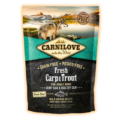 Cухий корм для собак Carnilove Fresh Shiny Hair & Healthy Skin All Breed Adult 1,5 кг - короп та форель - pawow.com.ua