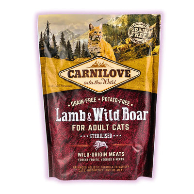 Carnilove Lamb & Wild Boar Sterilised сухий корм для котів 400 г - ягня та кабан