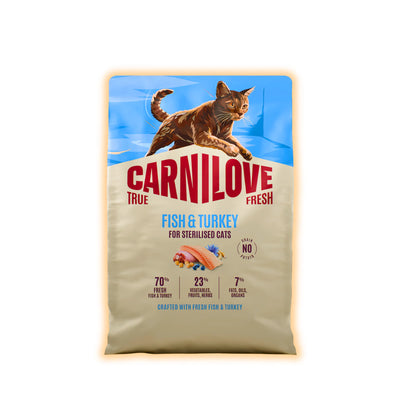 Корм сухий Carnilove True Fresh Fish & Turkey Sterilised для стерилізованих котів риба та індичка 2 кг - pawow.com.ua