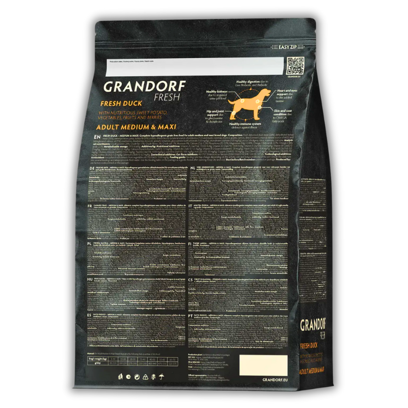 Упаковка сухого корму Grandorf Fresh Duck & Sweet Potato Adult Dog Medium & Maxi Breeds