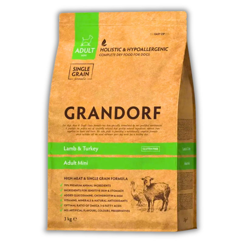 Упаковка сухого корму Grandorf Lamb & Turkey Adult Dog Mini Breeds 3 кг