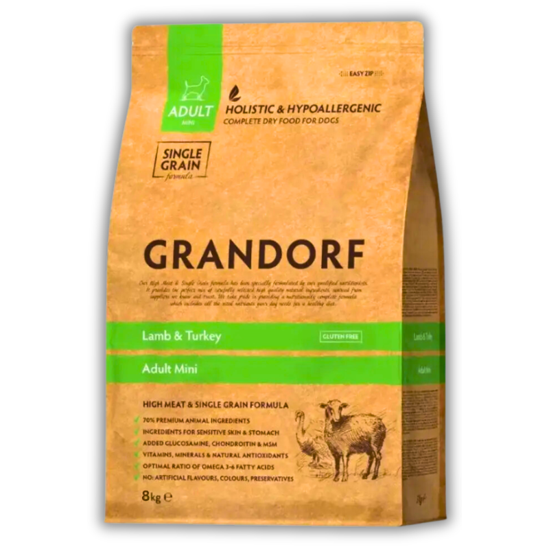 Упаковка сухого корму Grandorf Lamb & Turkey Adult Dog Mini Breeds 8 кг