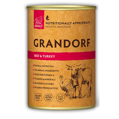 Банка вологого корму Grandorf Wet Beef & Turkey Adult Dog All Breeds 400г