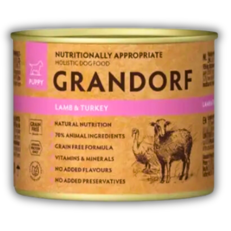 Банка волого корму Grandorf Wet Lamb & Turkey Puppy 200г