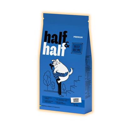 Cухий корм для собак Half&Half Large Breed 12 кг - яловичина - pawow.com.ua