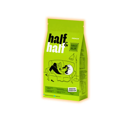 Сухий корм для котів Half&Half Sensitive Digestion 2 кг - індичка - pawow.com.ua