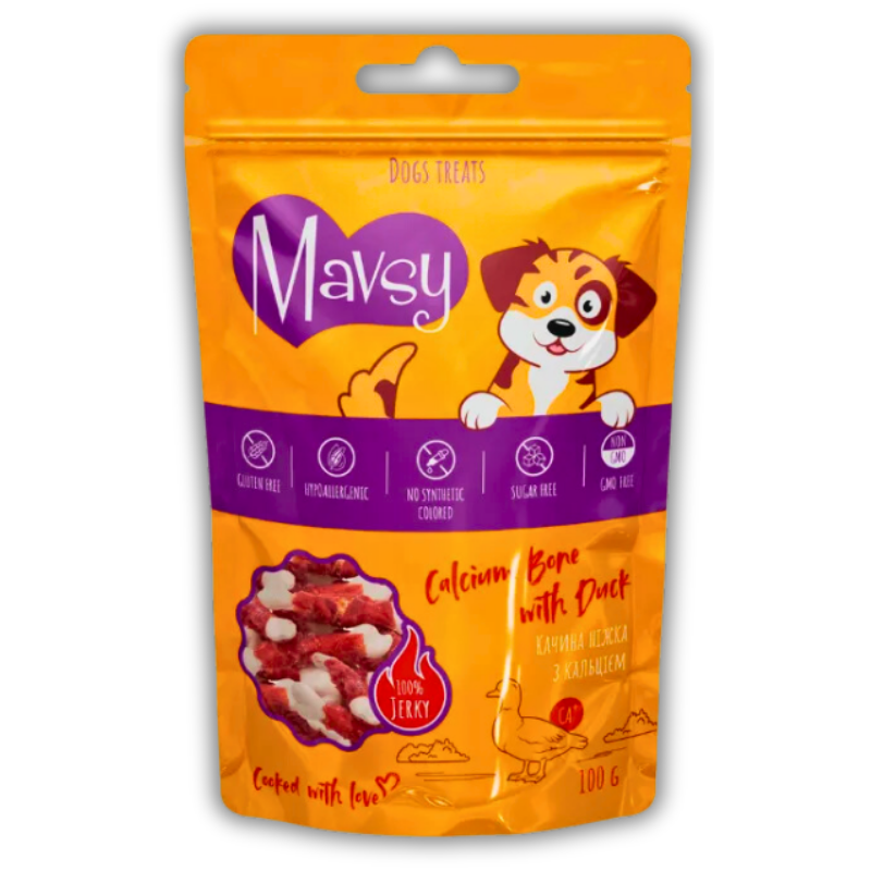 Упаковка ласощів Mavsy Calcium Bone With Duck 100г