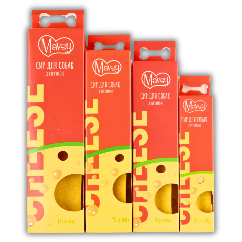 Упаковка ласощів Mavsy Cheese Stick Turmeric усіх розмірів