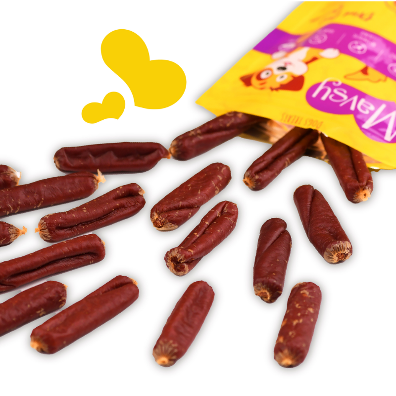 Упаковка ласощів для собак Mavsy Dried DUCK Sausage сосиски з качки