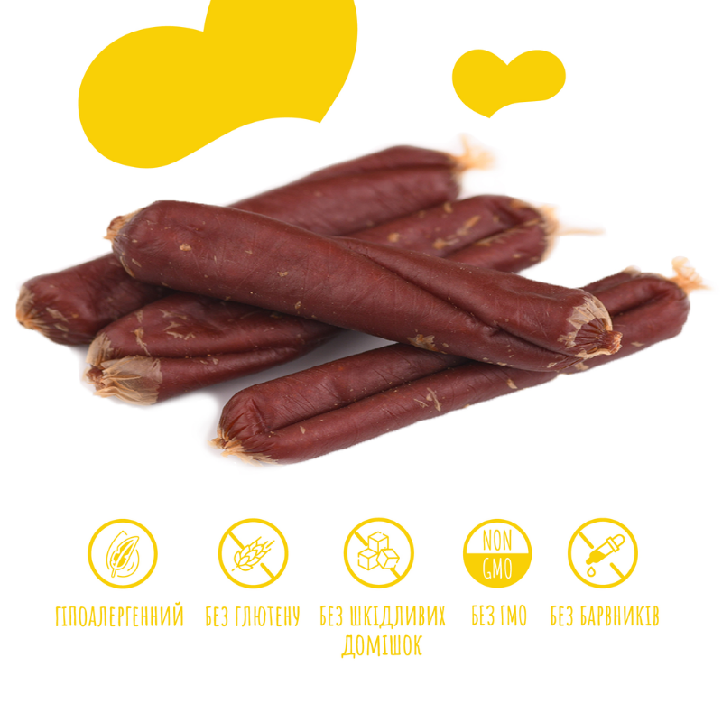 Критерії якості ласощів для собак Mavsy Dried DUCK Sausage сосиски з качки