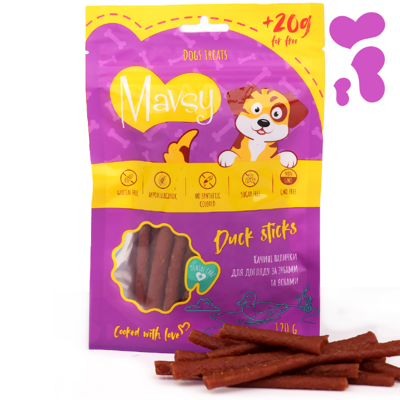Ласощі палички для собак для догляду за зубами та яснами Mavsy DUCK sticks з качкою, 120 г