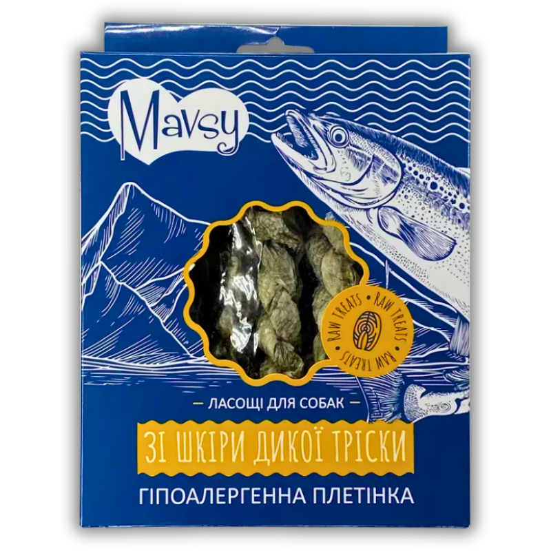 Упаковка ласощів Mavsy Fish Skin Braids 100г