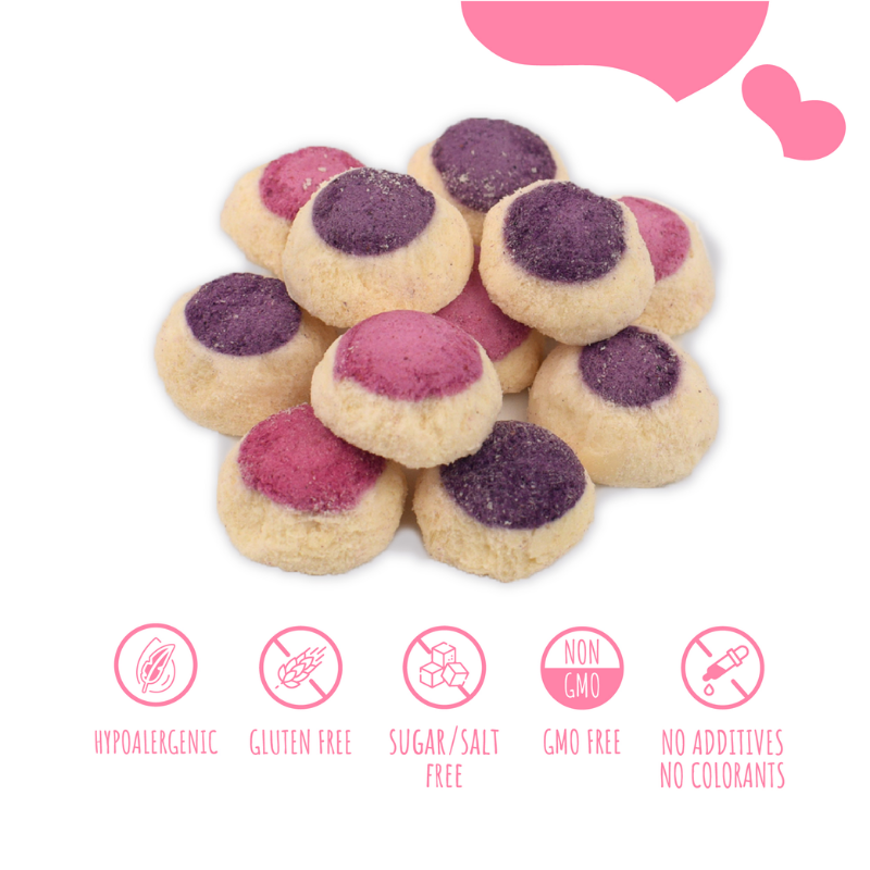 Критерії якості ласощів для собак від 3-х місяців Mavsy Freeze dried PANACOTTA WITH YOGURT AND WILD BERRIES панна-котта з йогуртом та лісовими ягодами