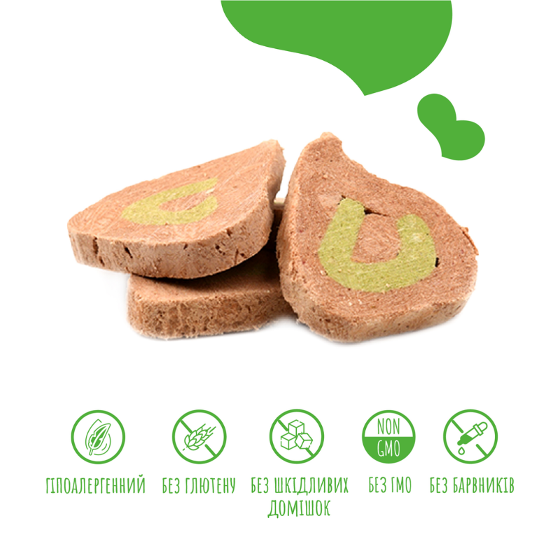 Критерії якості ласощів для собак від 3-х місяців Mavsy freeze dried RABBIT PARFAIT ON A SPINACH PILLOW WITH CREAM парфе з кролика на шпинатній подушці з вершковим соусом