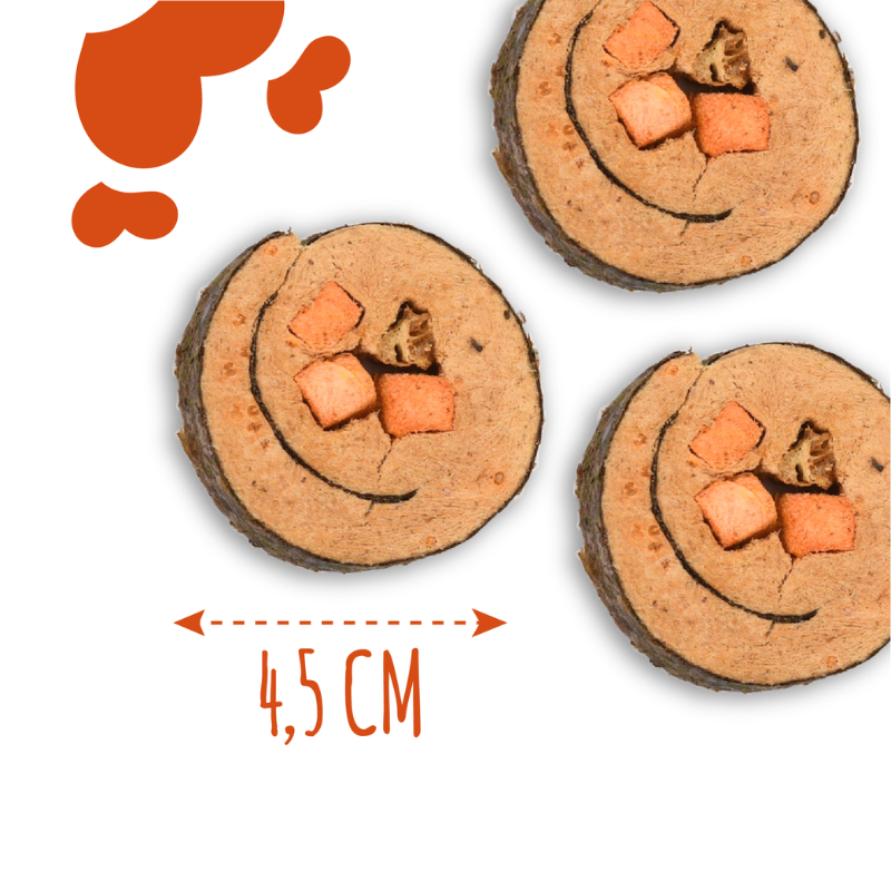 Розмір ласощів для собак від 3-х місяців Mavsy Freeze dried SUSHI WITH RED CAVIAR суші лосося з червоною ікрою