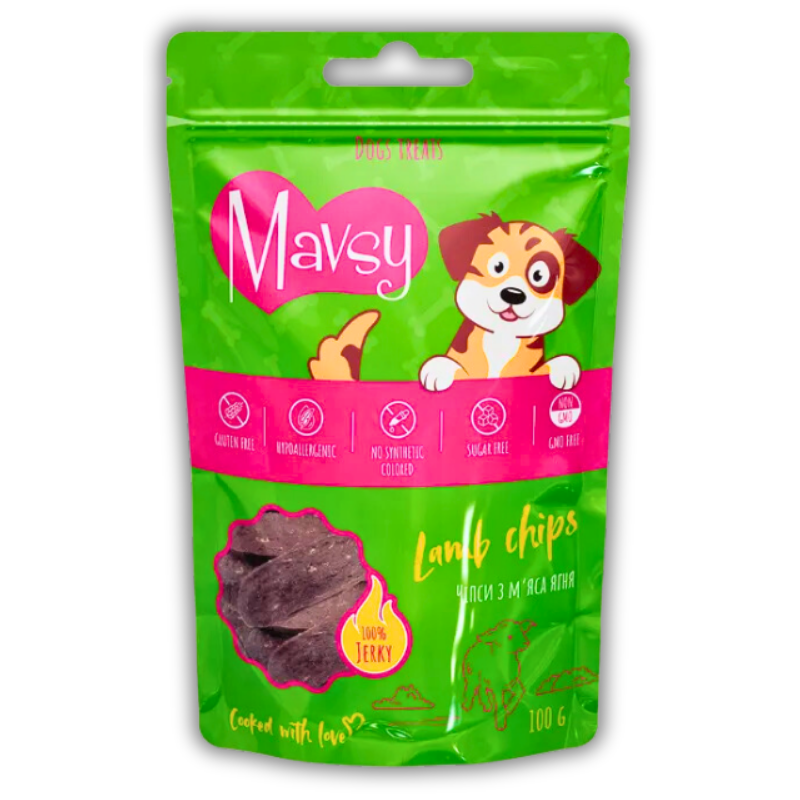 Упаковка ласощів Mavsy Lamb Chips 100г