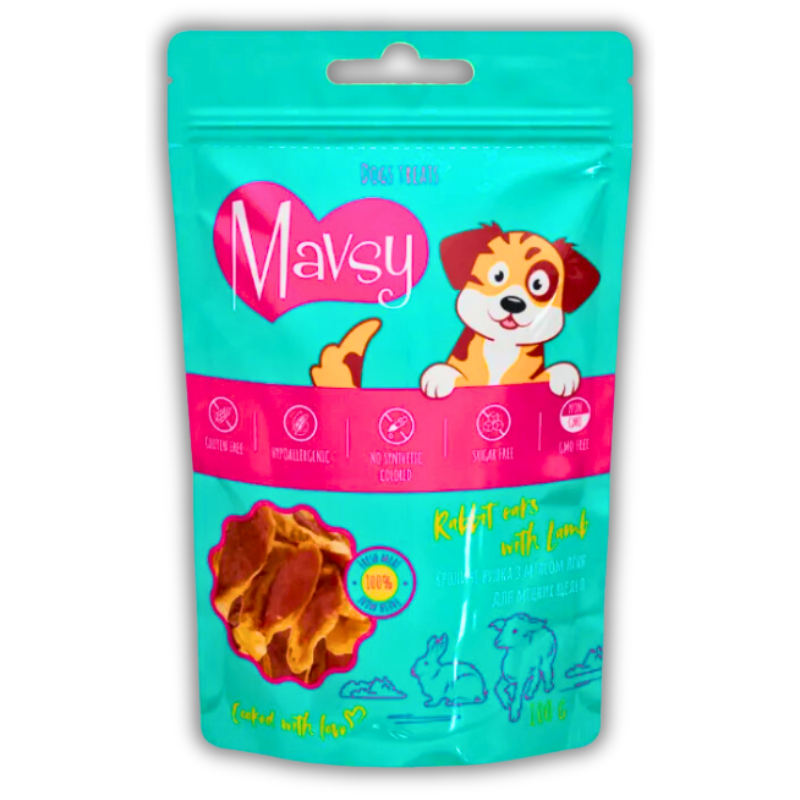 Упаковка ласощів Mavsy Rabbit Ears & Lamb 100г