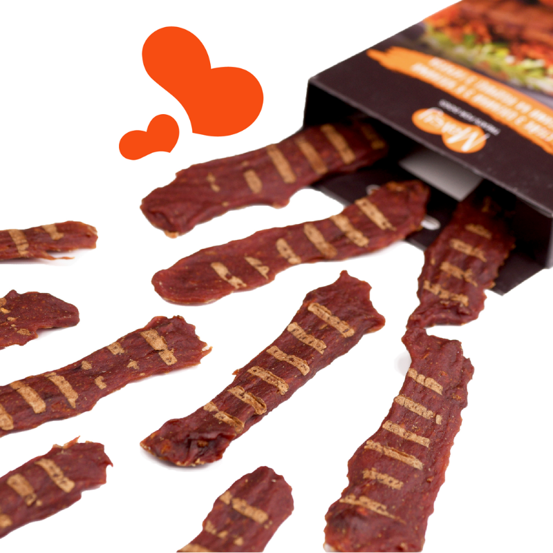 Упаковка ласощів для собак від 3-х місяців Mavsy Refined jerky BBQ VENISON STEAK WITH SUN-DRIED TOMATOES ON A BED OF PUMPKIN стейк з оленини з в'яленими томатами на подушці з гарбуза