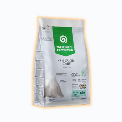 Nature's Protection Superior Care White Dogs Grain Free White Fish Adult Small Breeds Сухий беззерновий корм для дорослих собак малих порід з білою рибою, 1,5 кг - pawow.com.ua