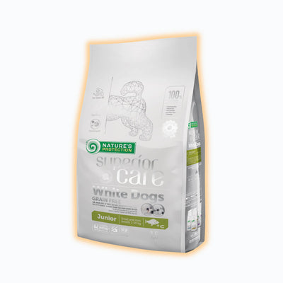 Nature's Protection Superior Care White Dogs Grain Free White Fish Junior Small Breeds Сухий беззерновий корм для юніорів малих порід з білою рибою, 1.5 кг - pawow.com.ua