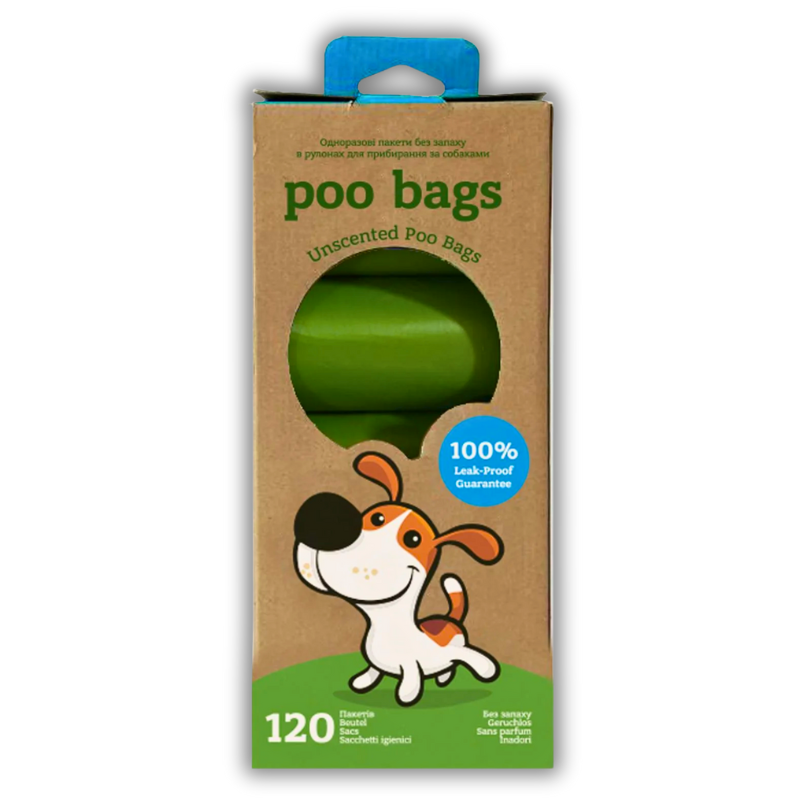 Poo Bags одноразові пакетики без запаху 120 шт (8 рулонів)