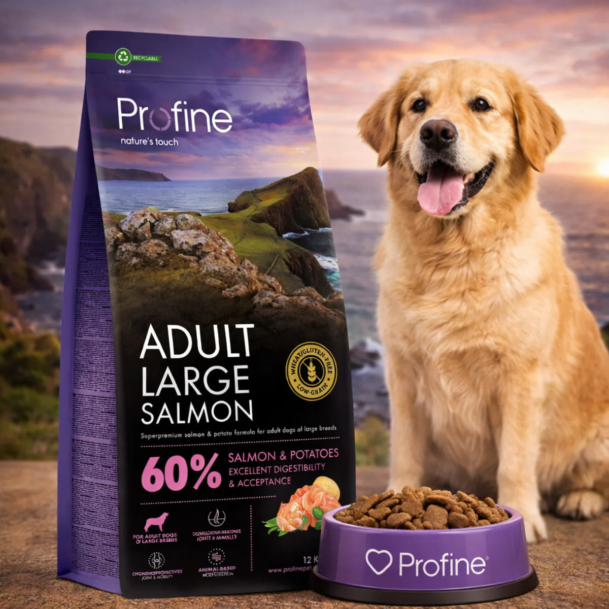 Cухий корм для собак Profine Adult Large - лосось та картопля, промофото - pawow.com.ua