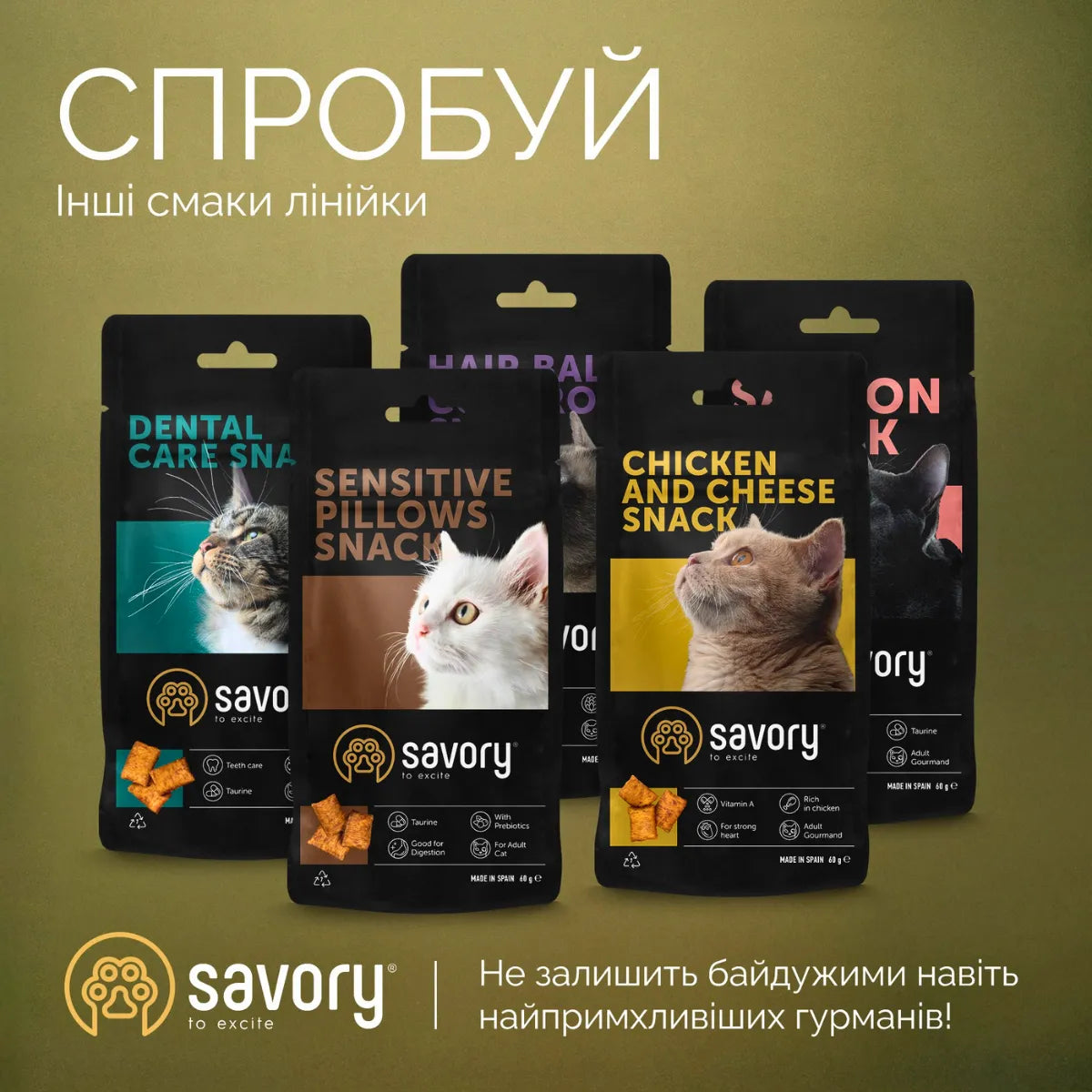 Savory Crunchy Balls Snack ласощі для котів 60 г - котяча м'ята, лінійка ласощів