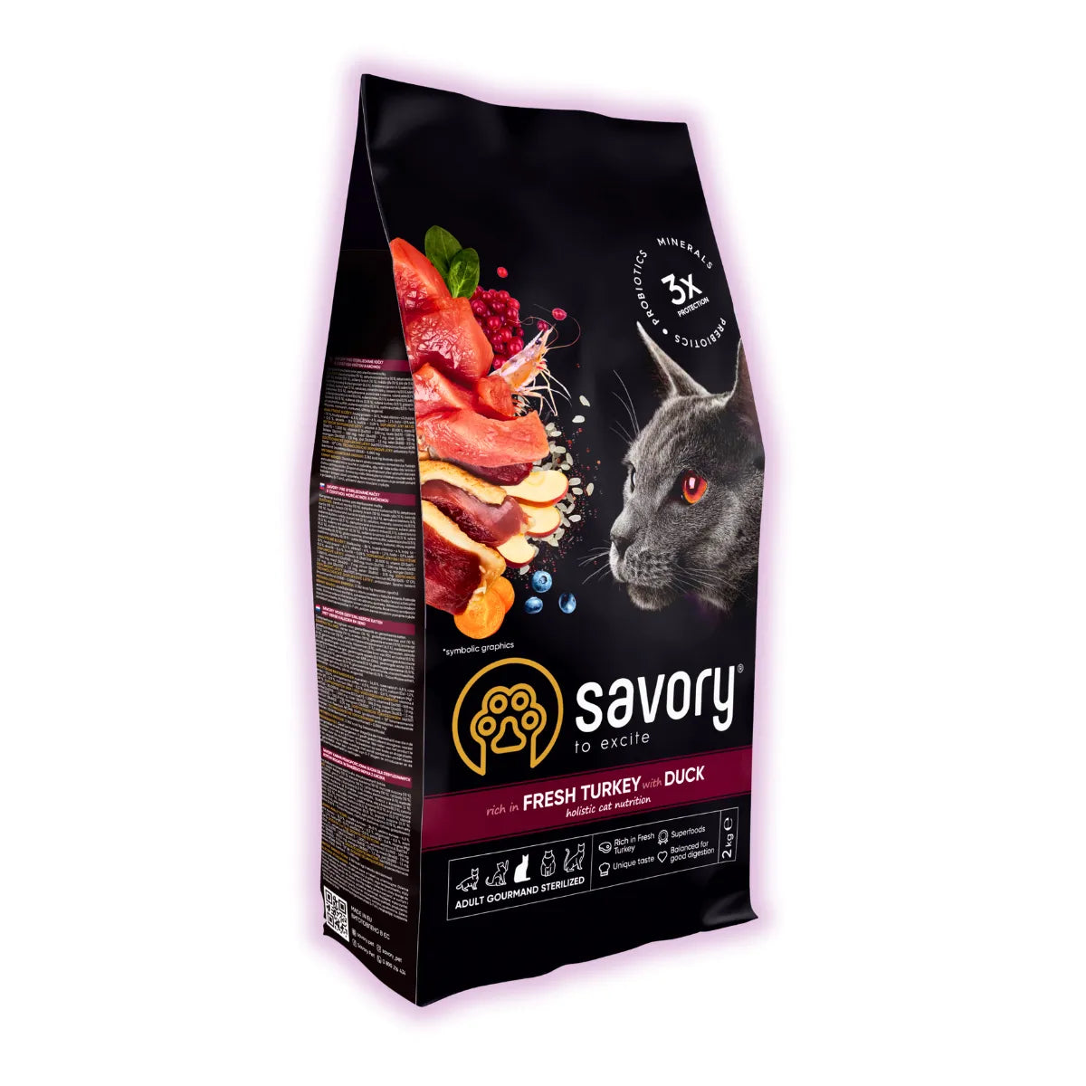 Savory Adult Sterilized сухий корм для котів 2 кг - індичка та качка
