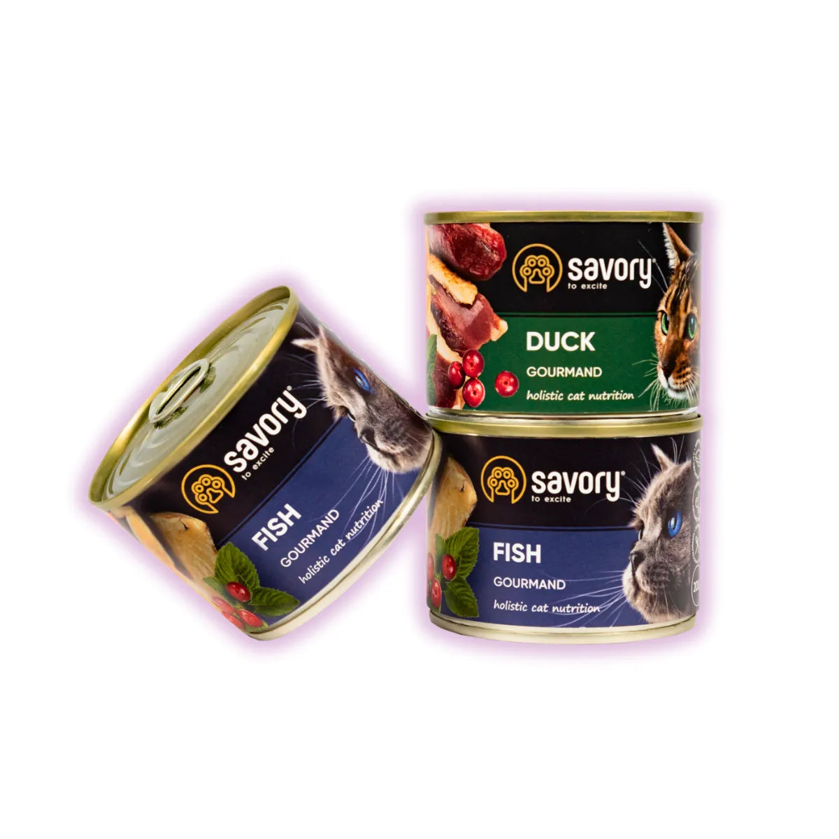 Savory Sensitive набір сухого та вологого корму для котів 2 кг + 600 г - качка, риба