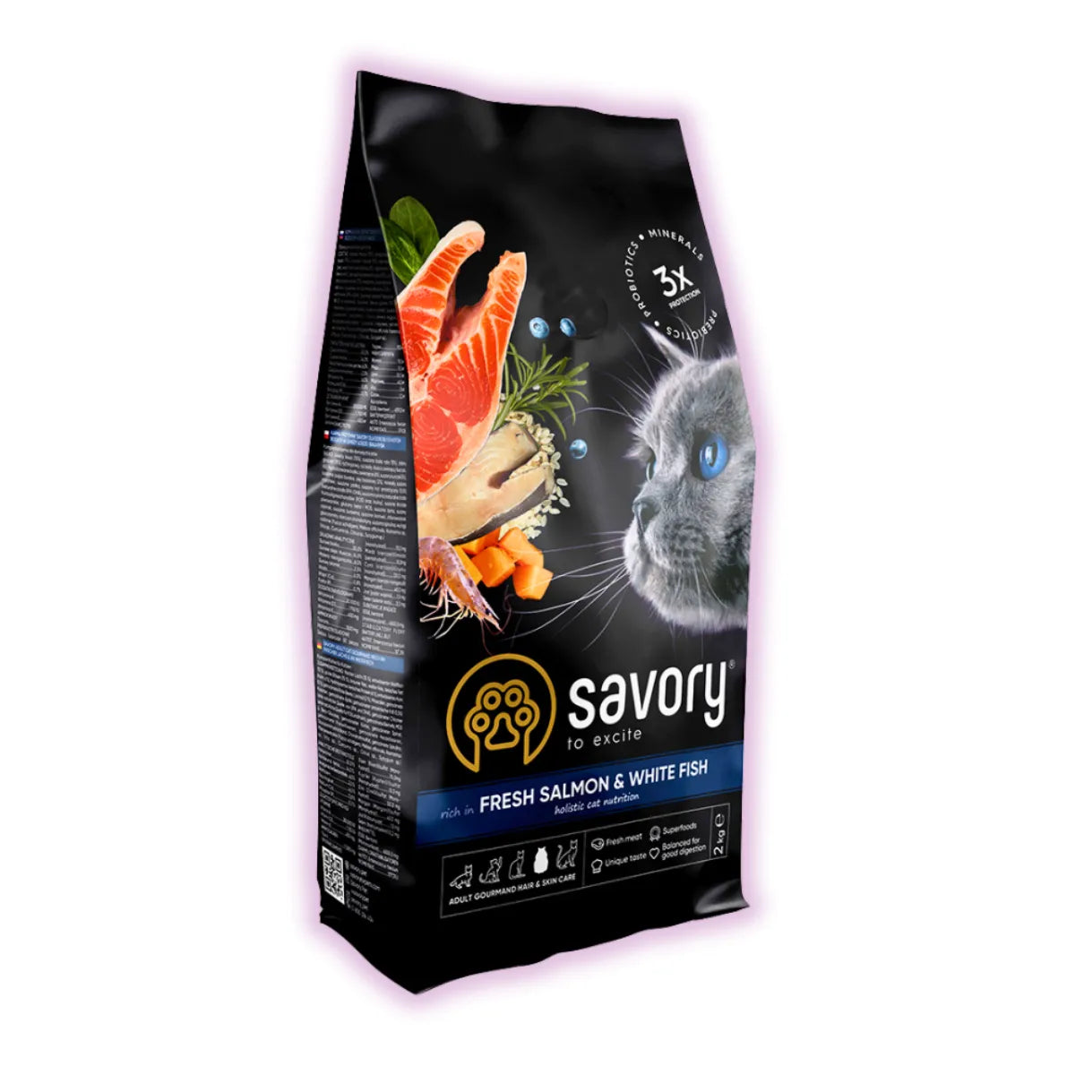 Корм сухий Savory Adult Cat Gourmand Fresh Salmon and White Fish для дорослих котів зі свіжим лососем і білою рибою 2 кг