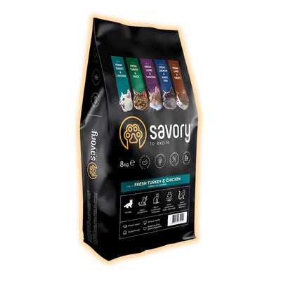 Сухий корм для кошенят Savory Kitten 8 кг - індичка та курка - pawow.com.ua
