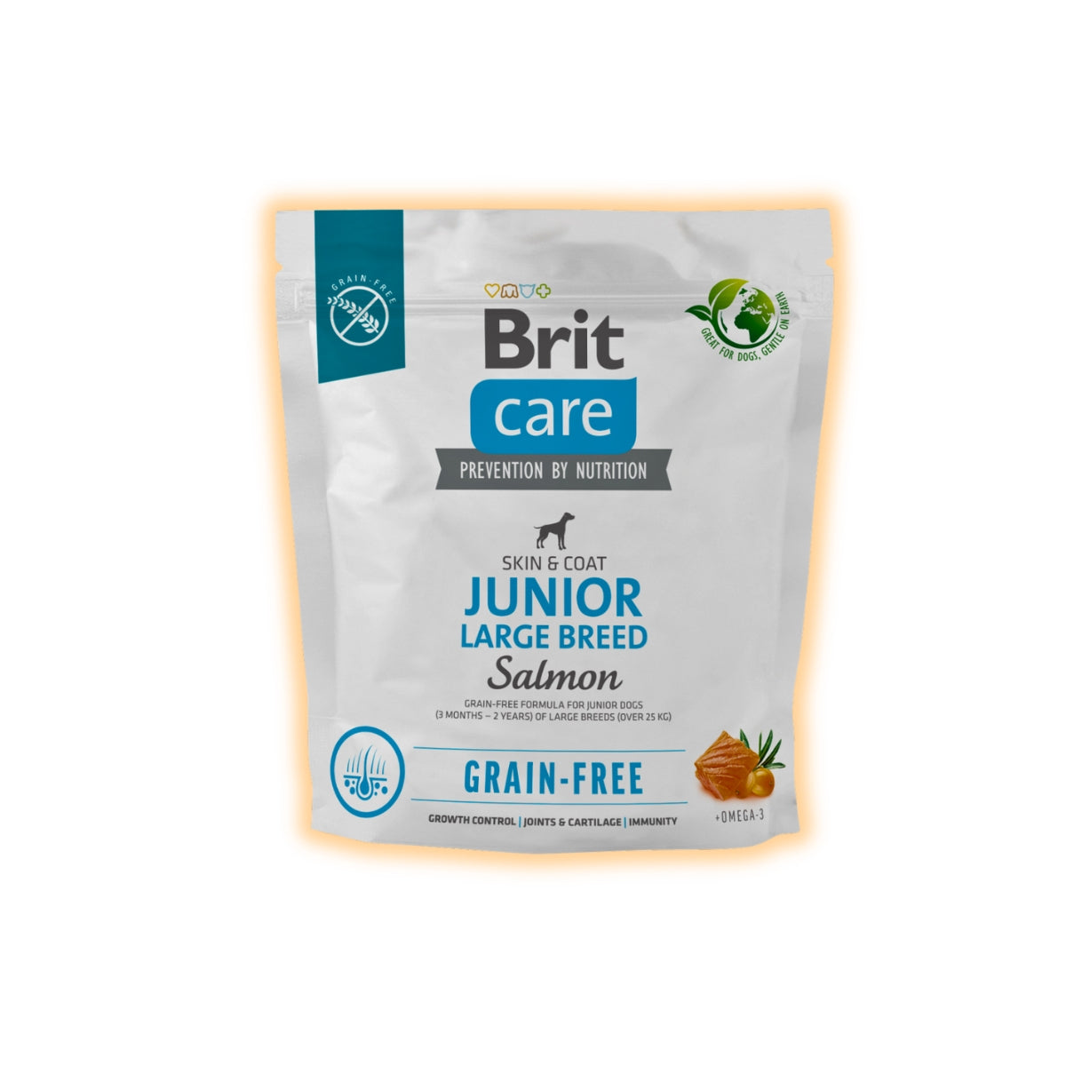 Cухий корм для цуценят Brit Care Grain-free Junior Large Breed 1 кг - лосось - pawow.com.ua