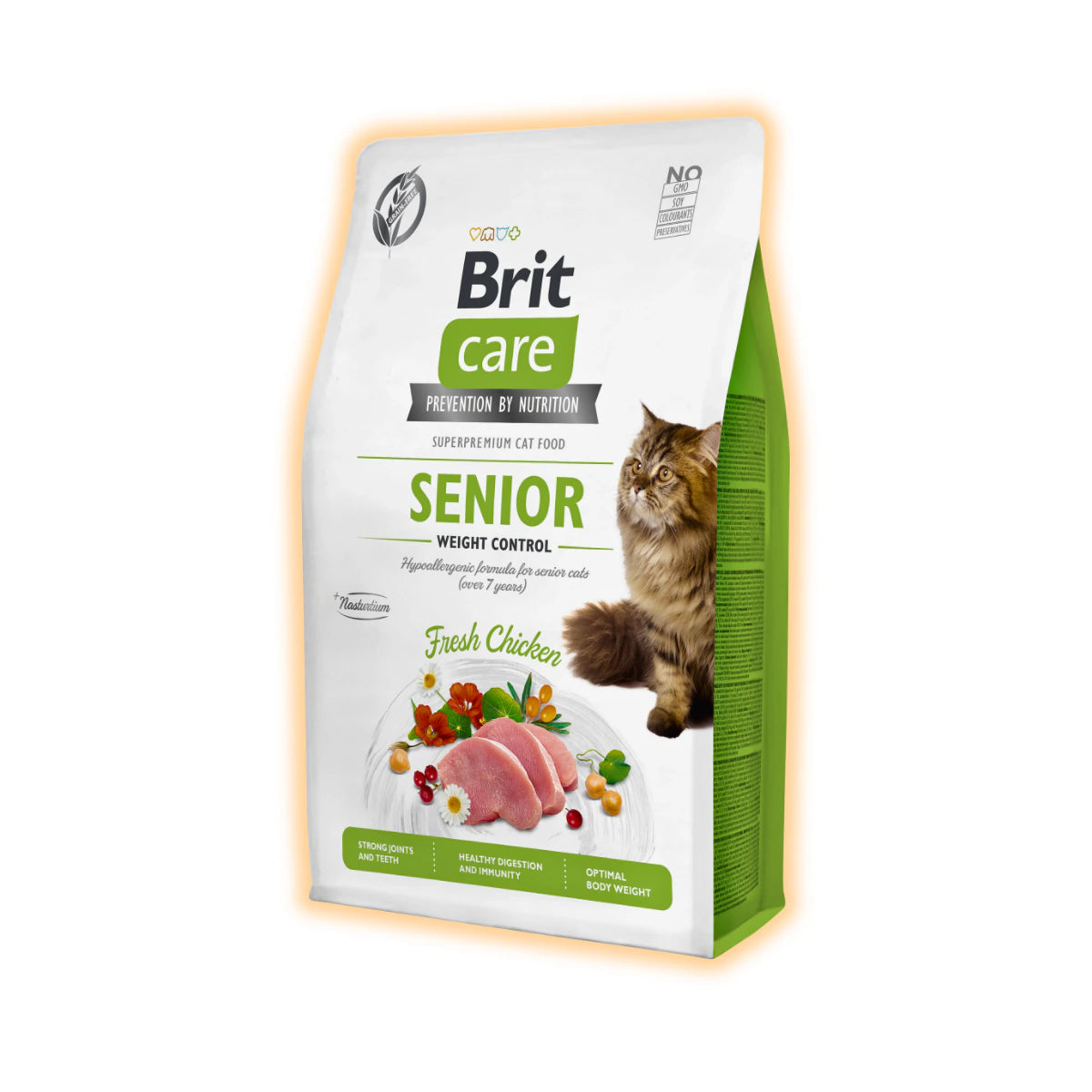 Сухий корм для котів Brit Care Cat GF Senior Weight Control 2 кг - курка - pawow.com.ua