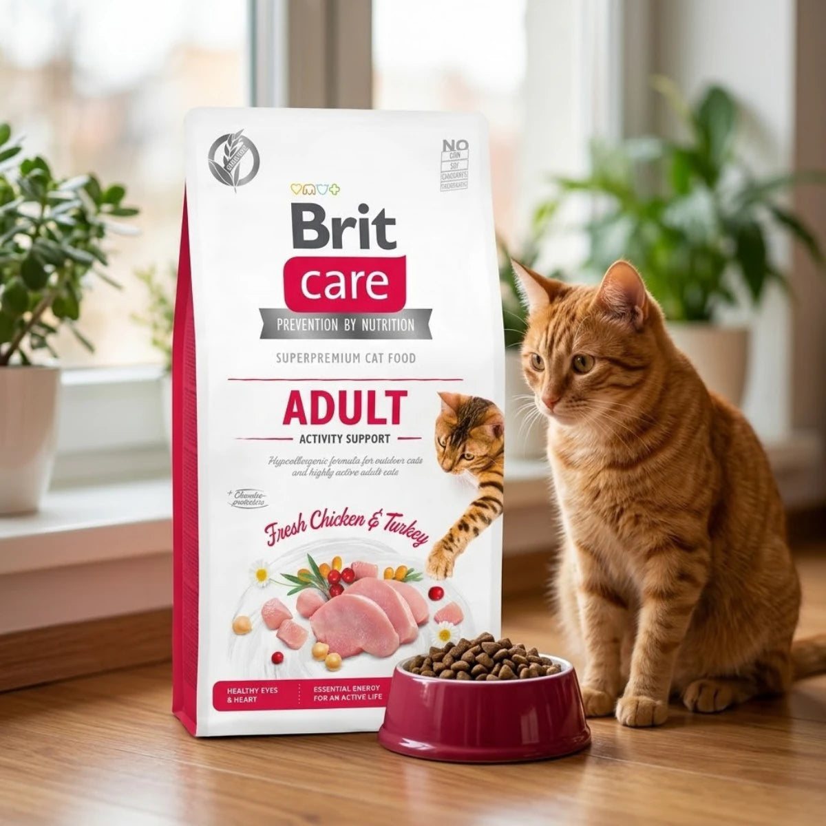 Сухий корм для котів Brit Care Cat GF Adult Activity Support - курка та індичка, промофото - pawow.com.ua