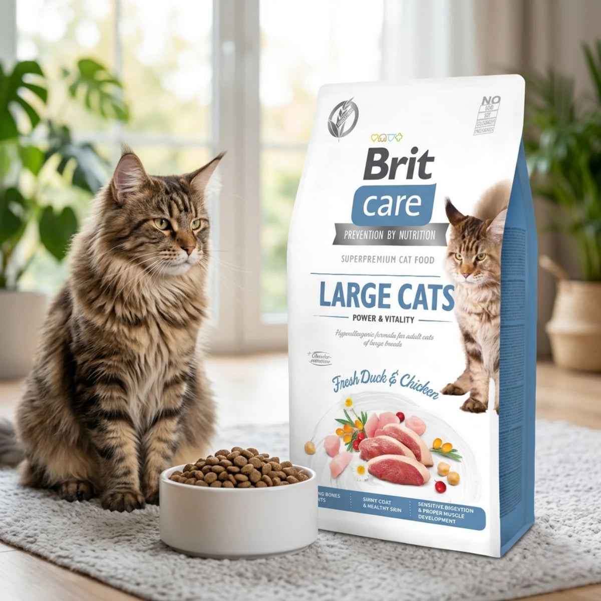 Сухий корм для котів Brit Care Cat GF Large cats Power & Vitality - курка та качка, промофото - pawow.com.ua